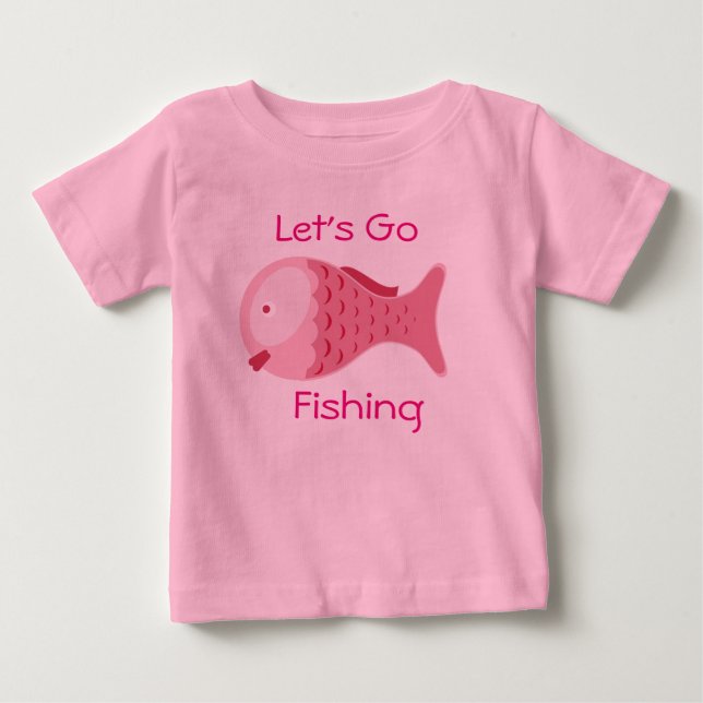 Camiseta De Bebé Vamos a Pescar Bebé de Una Pieza Rosa Tee (Anverso)