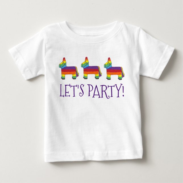 Camiseta De Bebé ¡Vamos Fiesta! Bebé arcoiris Cumpleaños Fiesta Piñ (Anverso)