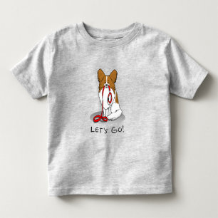 Camiseta De Bebé ¡Vamos! (paseo) Papillon (blanco y rojo) Perro Cut