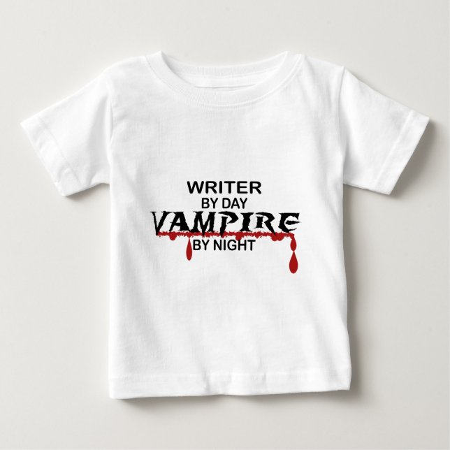 Camiseta De Bebé Vampiro del escritor por noche (Anverso)