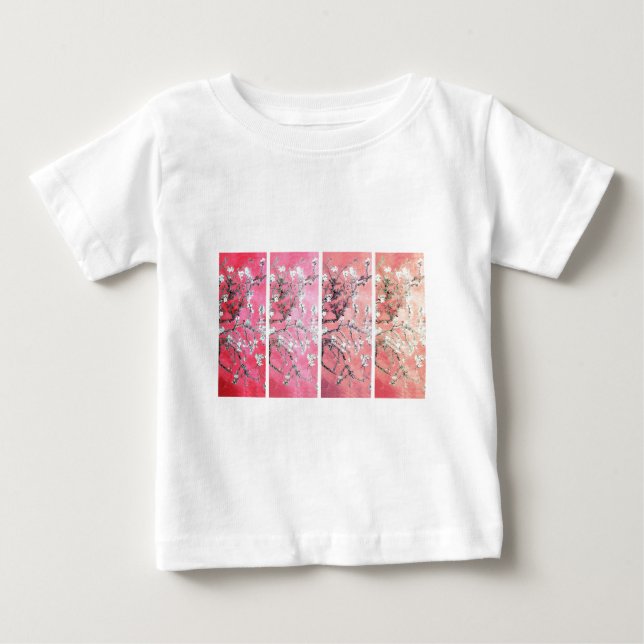 Camiseta De Bebé Van Gogh Almond Flores Gradiente rosa oscuro (Anverso)