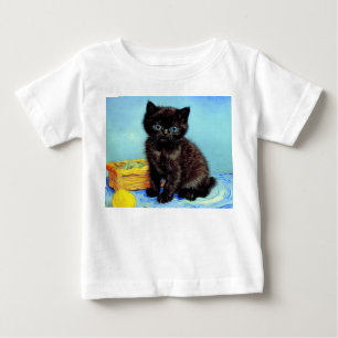 Camiseta De Bebé Van Gogh Black Kitten con yarn