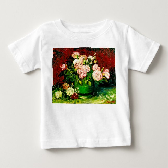 Camiseta De Bebé Van Gogh Peonies y Rosas (Anverso)