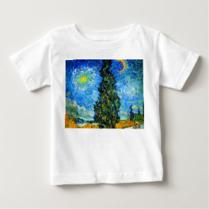 Camiseta De Bebé Van Gogh Road con Cypress y Star