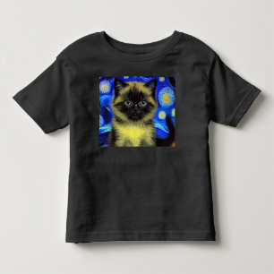 Camiseta De Bebé Van Gogh Starry Night Siamese Cat
