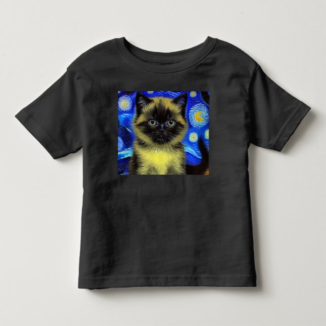 Camiseta De Bebé Van Gogh Starry Night Siamese Cat (Anverso)