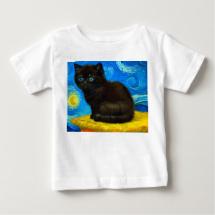 Camiseta De Bebé Van Gogh Style Starry Night Cat