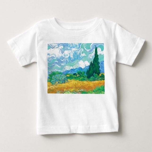 Camiseta De Bebé Van Gogh Wheatfield con cipreses (Anverso)