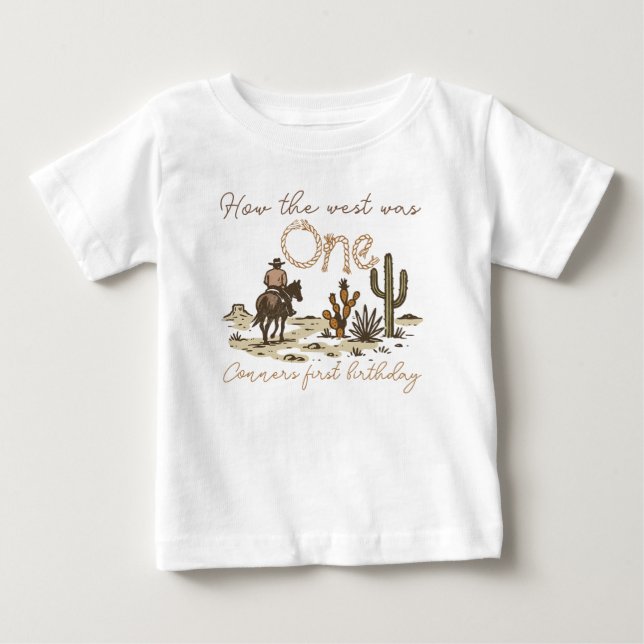 Camiseta De Bebé Vaqueiro Marrón Rústico Cómo el Oeste Fue Uno Cump (Anverso)