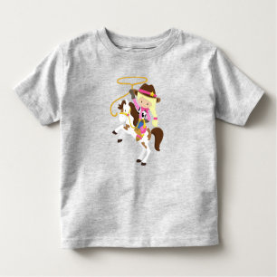 Camiseta De Bebé Vaquera, alguacil, caballo, lazo, pelo largo