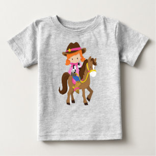 Camiseta De Bebé Vaquera, alguacil, caballo, occidental, Naranja