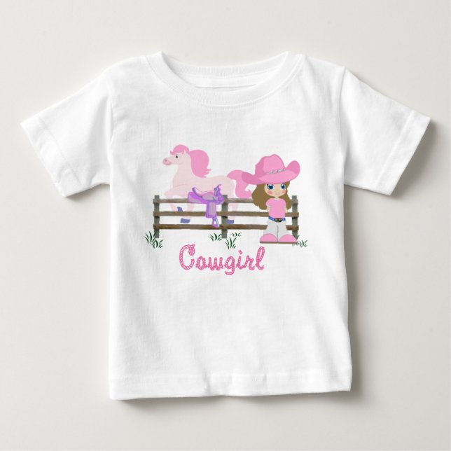 Camiseta De Bebé Vaquera Con Caballo (Anverso)