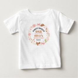 Camiseta De Bebé Vaquera Coqueta del Oeste Cumpleaños 1 Rosa Lindo