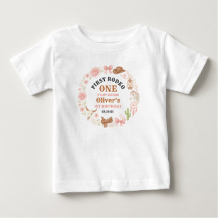 Camiseta De Bebé Vaquera Coqueta del Oeste Cumpleaños 1 Rosa Lindo