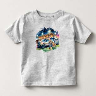 Camiseta De Bebé  Vaquera de Rodeo con Camión y Remolque de Caballo