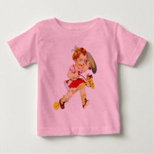 Camiseta De Bebé Vaquera de Rodeo Occidental en Caballo de Palo