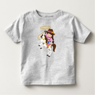 Camiseta De Bebé Vaquera, Sheriff, Caballo, Lasso, Pelo Marrón