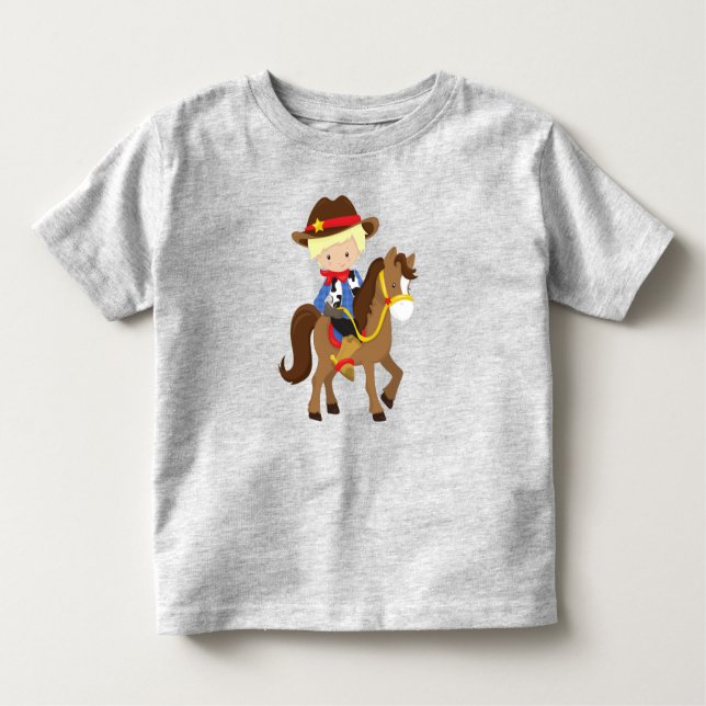 Camiseta De Bebé Vaquero, alguacil, caballo, occidental, pelo rubio (Anverso)
