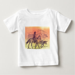 Camiseta De Bebé Vaquero Caballo Steer Bovino Vaca Arte Occidental 