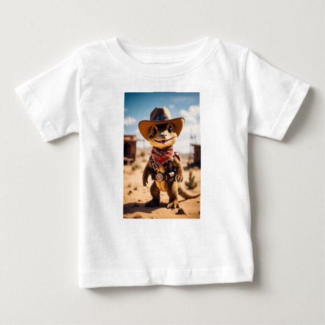 Camiseta De Bebé "Vaquero de Dino en el salvaje y salvaje Oeste" (Anverso)