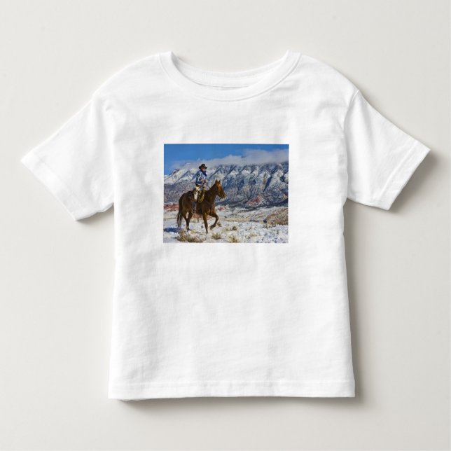 Camiseta De Bebé Vaquero en caballo con gritos de cuero (Anverso)