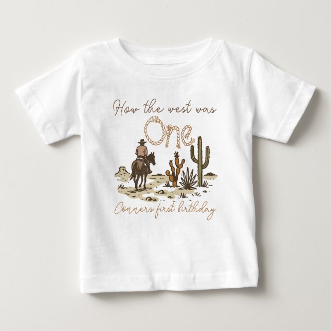Camiseta De Bebé Vaquero marrón rústico Cómo era el oeste Cumpleaño (Anverso)