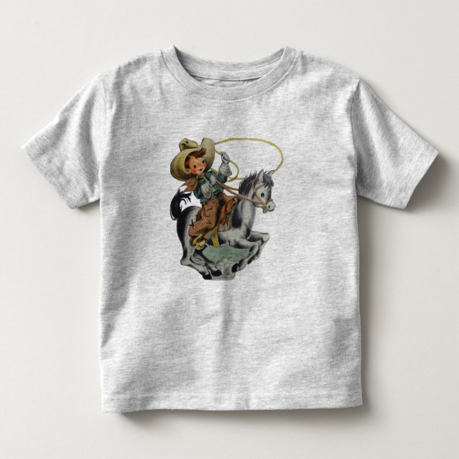 Camiseta De Bebé Vaquero Occidental Antiguo Niño en Caballo con Cue (Anverso)