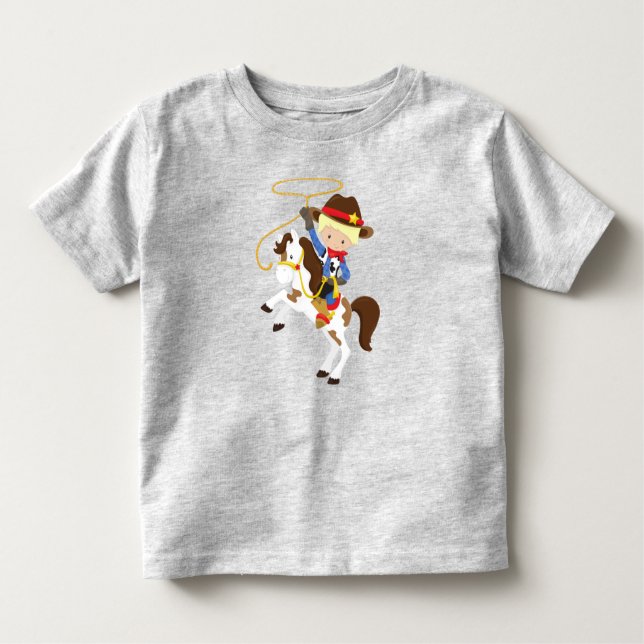 Camiseta De Bebé Vaquero, Sheriff, Caballo, Lazo, Oeste, Cabello Ru (Anverso)