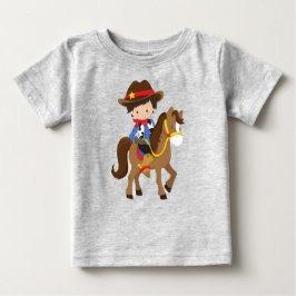 Camiseta De Bebé Vaquero, Sheriff, Caballo, Western, Cabello Marrón