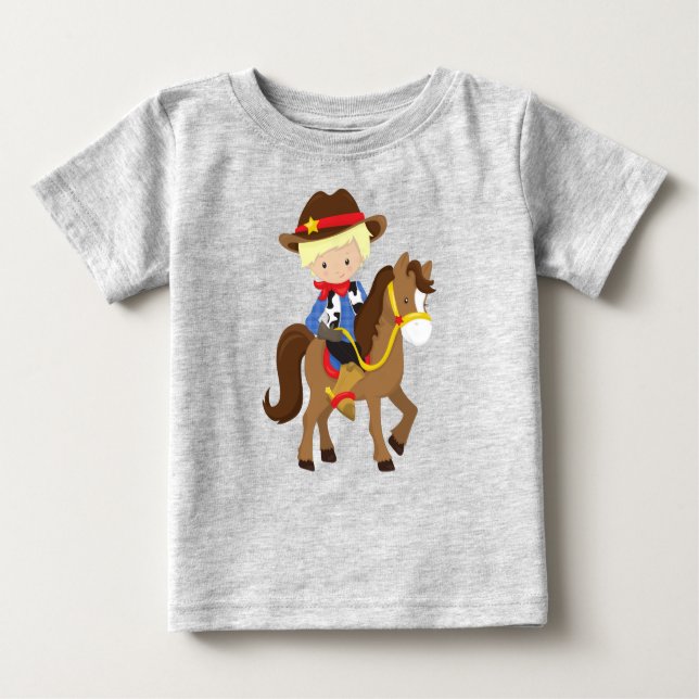 Camiseta De Bebé Vaquero, Sheriff, Caballo, Western, Cabello Rubio (Anverso)
