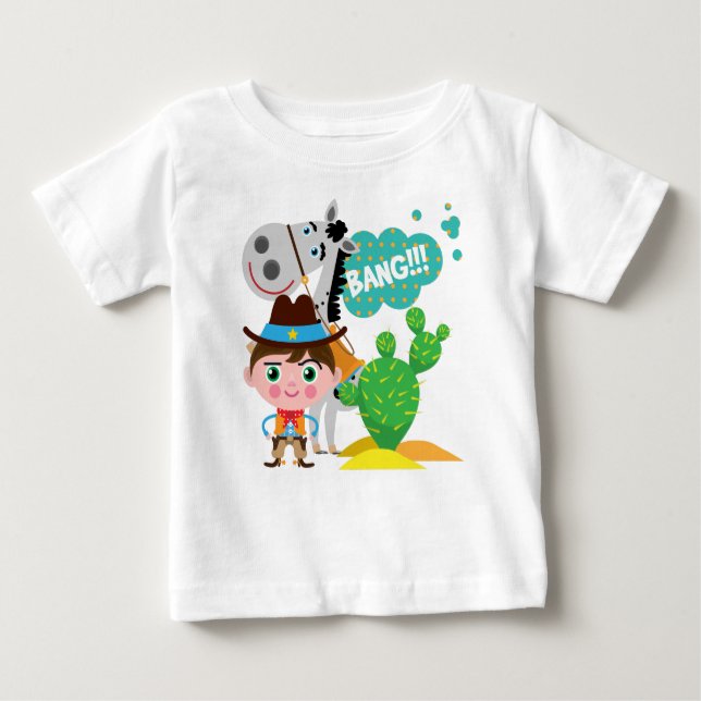 Camiseta De Bebé Vaquero y caballo (Anverso)