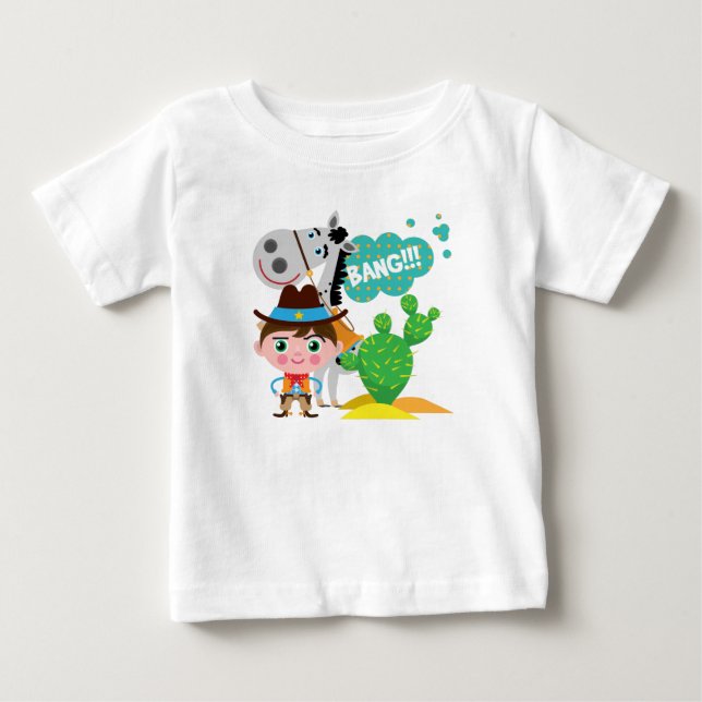 Camiseta De Bebé Vaquero y caballo (Anverso)