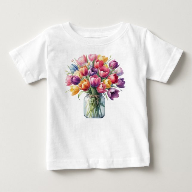 Camiseta De Bebé Vara de flor de tulipán (Anverso)