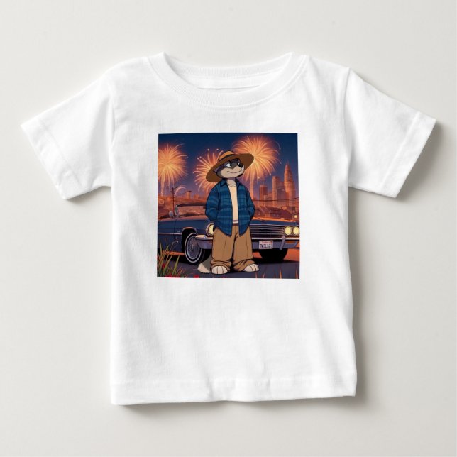 Camiseta De Bebé Vato Lobo el 4 de julio    (Anverso)