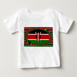 Camiseta De Bebé Vector de bandera keniano dinámico: un diseño ener