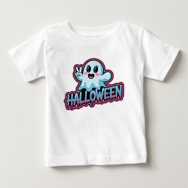 Camiseta De Bebé Vector de Halloween de neón brillante (Anverso)