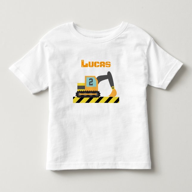 Camiseta De Bebé Vehículo de construcción de excavadoras de naranja (Anverso)