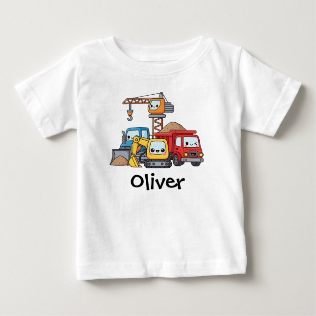 Camiseta De Bebé Vehículos de Construcción Adorables (Anverso)