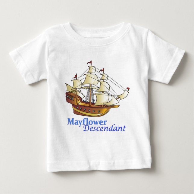 Camiseta De Bebé Velero del descendiente de Mayflower (Anverso)