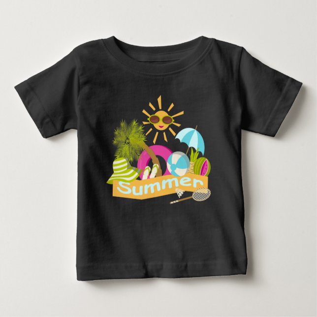 Camiseta De Bebé Verano vacaciones en la playa sol sonriente en gaf (Anverso)