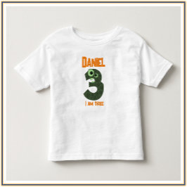 Camiseta De Bebé Verde Adorable y Naranja SOY TRES