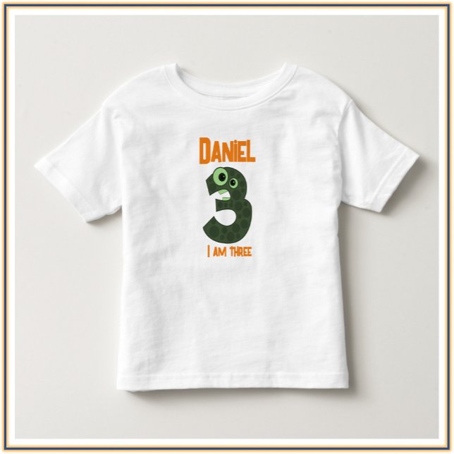 Camiseta De Bebé Verde Adorable y Naranja SOY TRES (Subido por el creador)