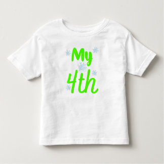 Camiseta De Bebé Verde brillante cuarto cumpleaños de cuatro años