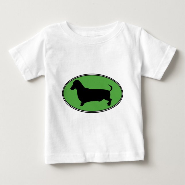 Camiseta De Bebé Verde-Llano oval del Dachshund (Anverso)