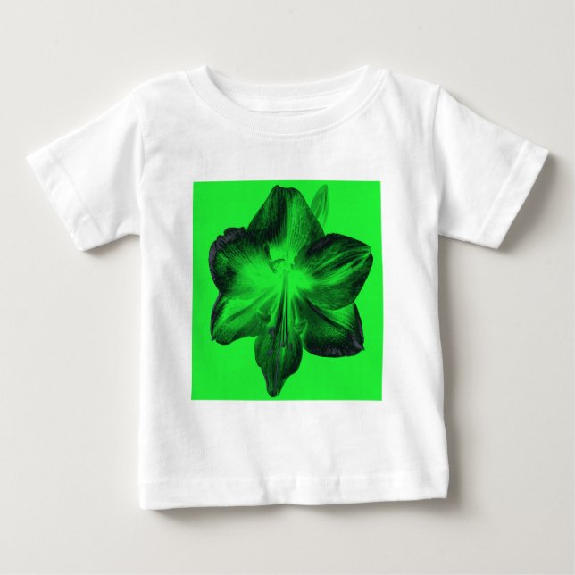Camiseta De Bebé Verde oscuro sobre Amaryllis verde claro (Anverso)