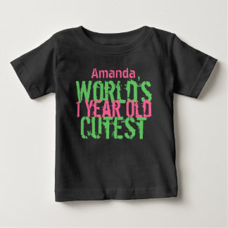 Camiseta De Bebé Verde rosa de un año de edad más lindo en el mundo