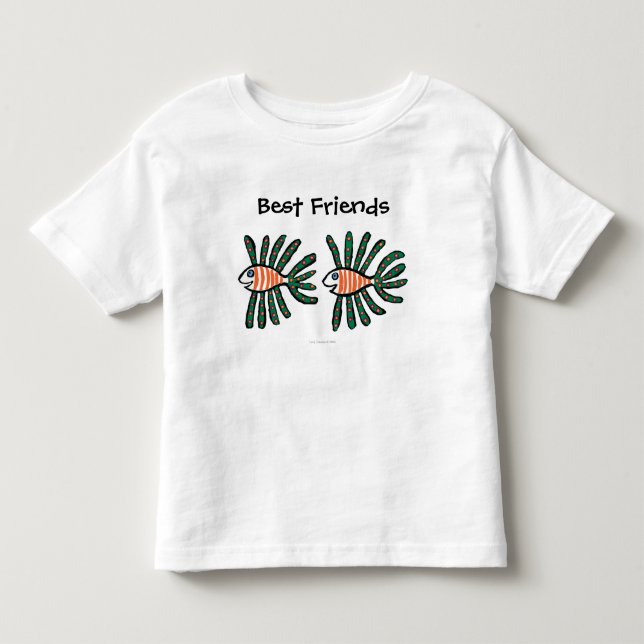 Camiseta De Bebé Verde y pescados gemelos anaranjados de la aleta (Anverso)