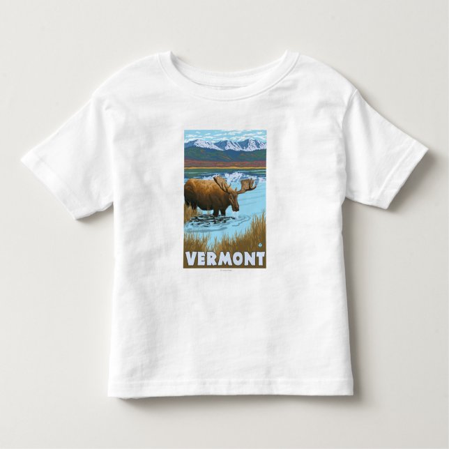 Camiseta De Bebé VermontMoose que bebe en el lago (Anverso)