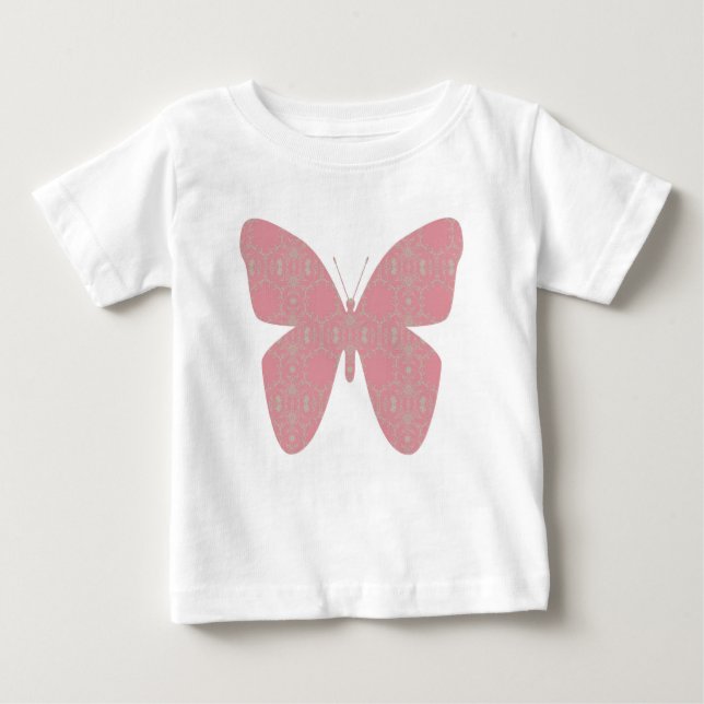 Camiseta De Bebé Vestido de mariposa rosada (Anverso)
