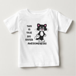 Camiseta De Bebé Vestido de niña pequeña con encanto de gato grande